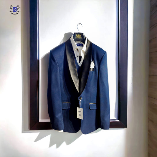 3 Piece Custom-Made Mid Blue Tuxedo Suit